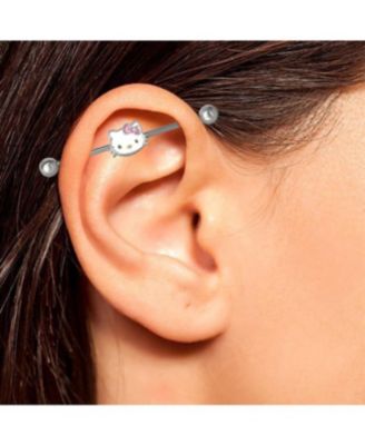 Sanrio Womens Cartilage Earring Jewelry, Stainless Steel Piercing Element with Slide Charm, Official License