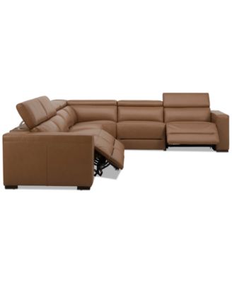 Nevio 157" 6-Pc. Leather Sectional with 3 Power Recliners and Headrests, Created For Macy's