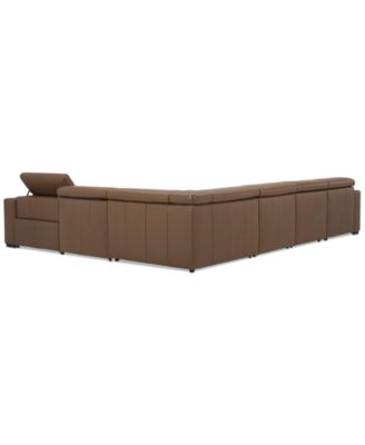 Nevio 157" 6-Pc. Leather Sectional with 1 Power Recliner, Headrests and Chaise, Created For Macy's