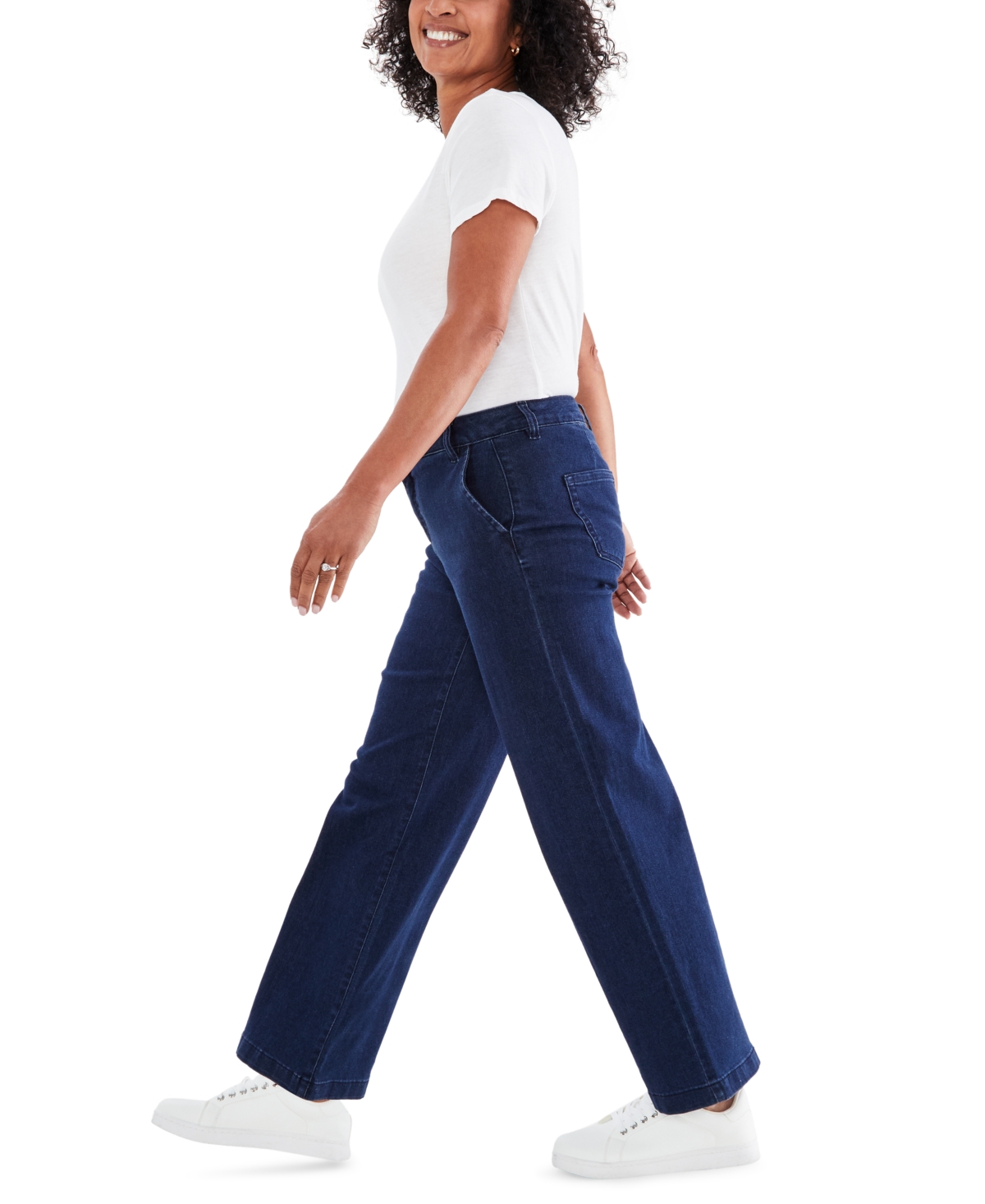 Shop Style & Co Women's High-rise Wide-leg Jeans, Created For Macy's In Bluebell