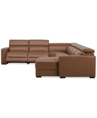 Nevio 157" 6-Pc. Leather Sectional with 2 Power Recliners, Headrests and Chaise, Created For Macy's