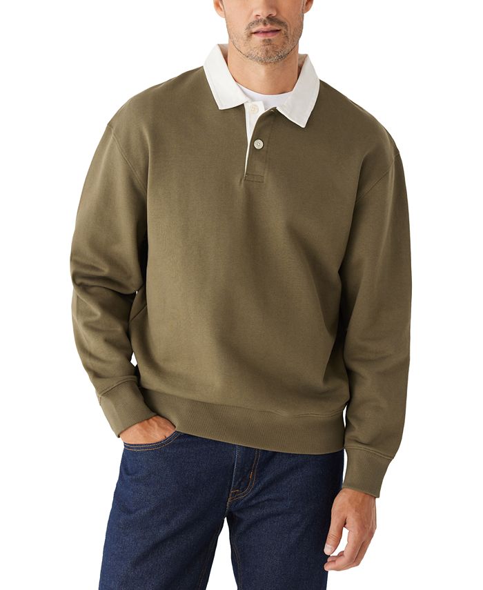 Frank And Oak Men s Relaxed Fit Long Sleeve Contrast Trim Polo
