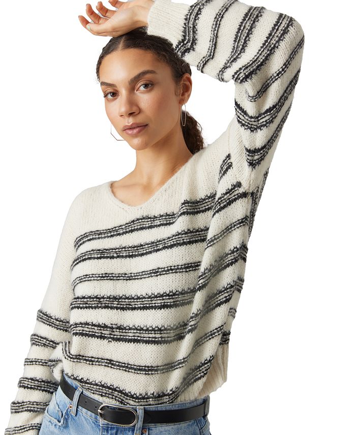 Vero Moda Women's Textured-Stripe V-Neck Sweater - Macy's