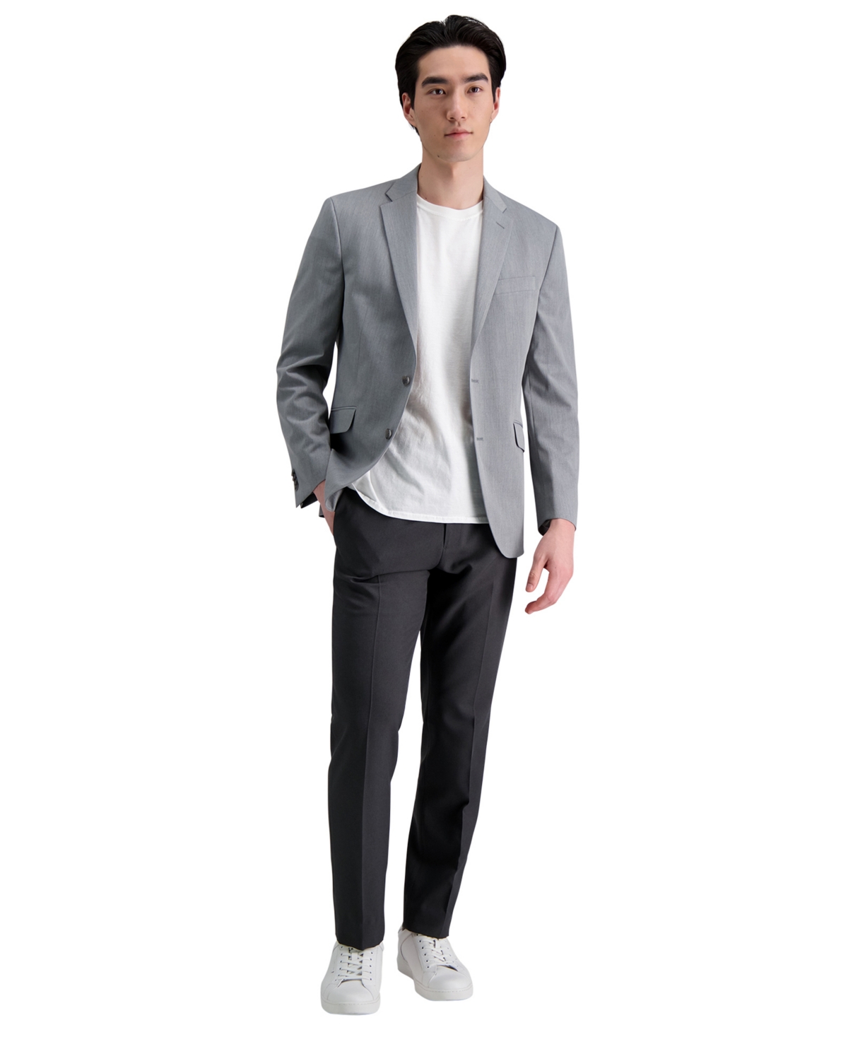 Men's Modern-Fit Micro-Check Dress Pants - Black