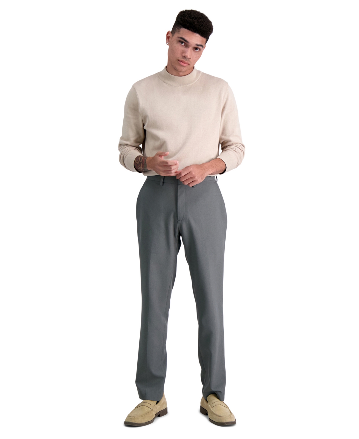 Men's Modern-Fit Micro-Check Dress Pants - Black