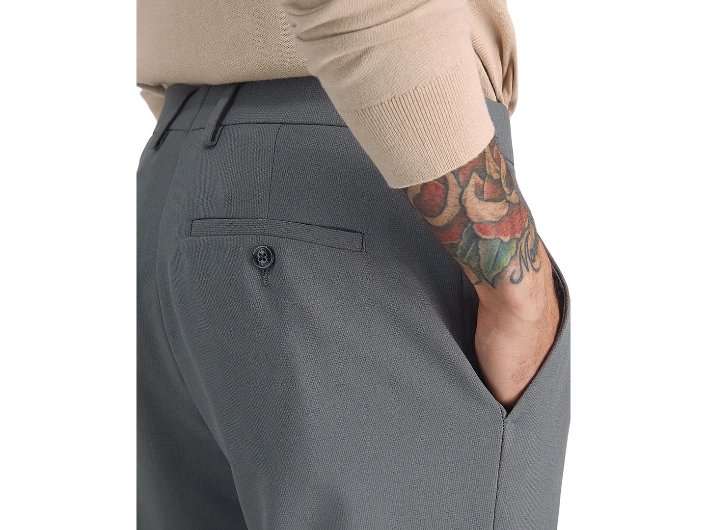 Мужские брюки Kenneth Cole Reaction Modern-Fit Micro-Check Dress Pants, цвет: Средний серый — фото 6