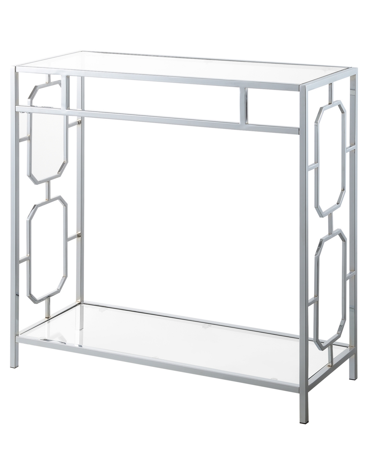 Convenience Concepts 31.5" Omega Glass Hall Table With Shelf In Glass,chrome