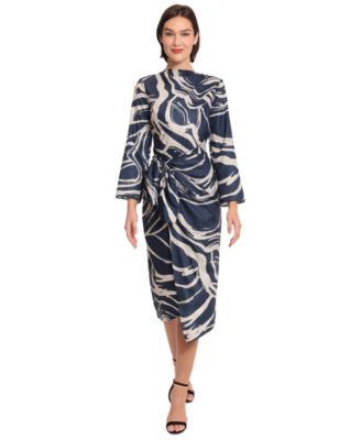 Women's High-Neck Long-Sleeve Tie-Waist Dress