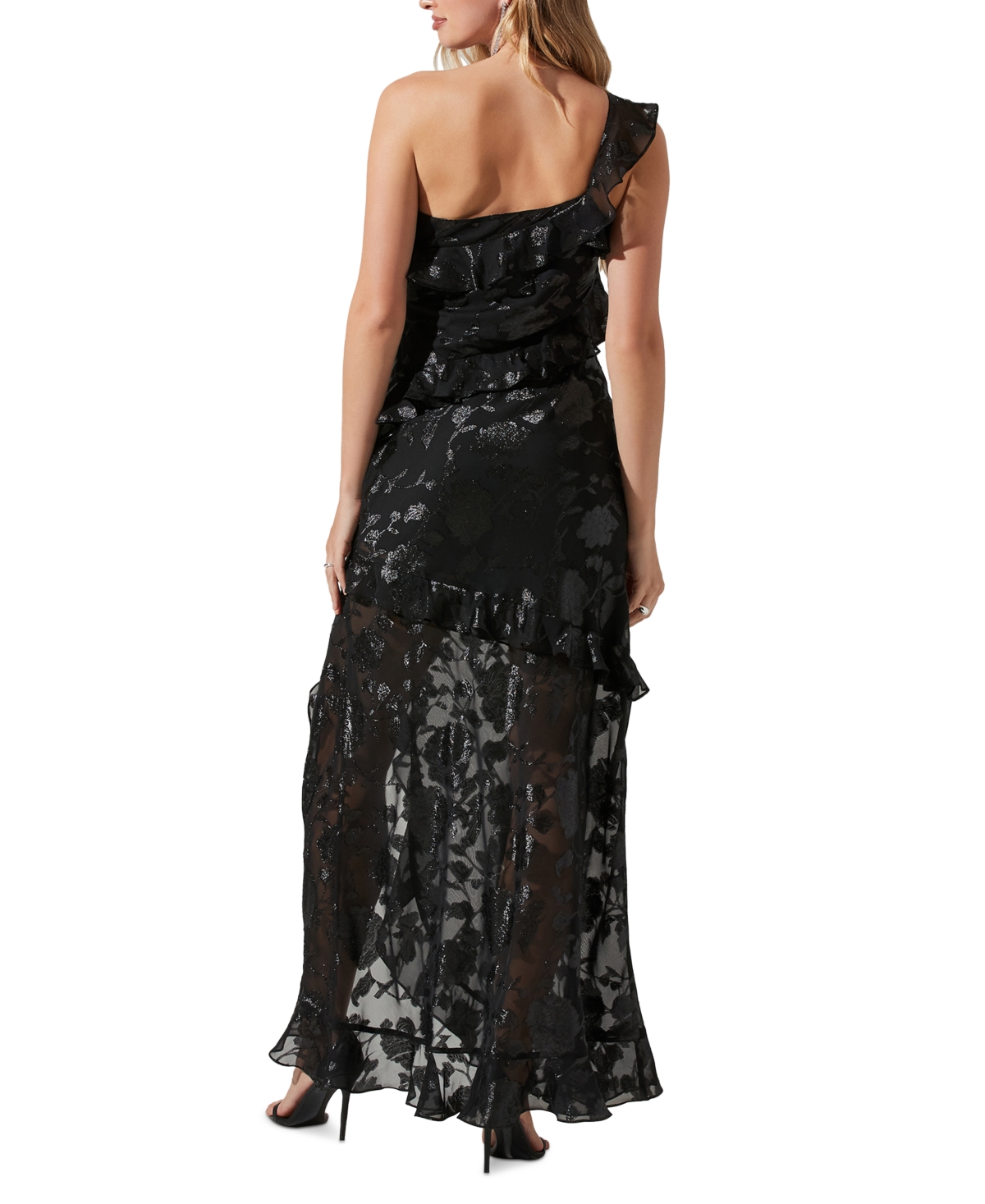 Shop Astr Women's Andrea Floral Ruffle-trim Dress In Black