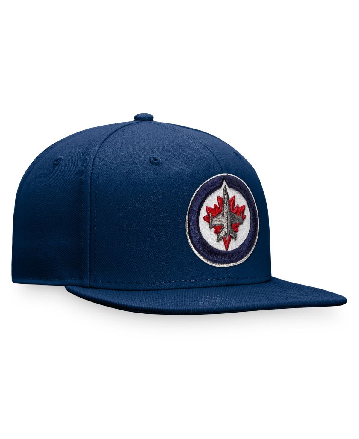 Shop Fanatics Men's  Navy Winnipeg Jets Core Primary Logo Fitted Hat