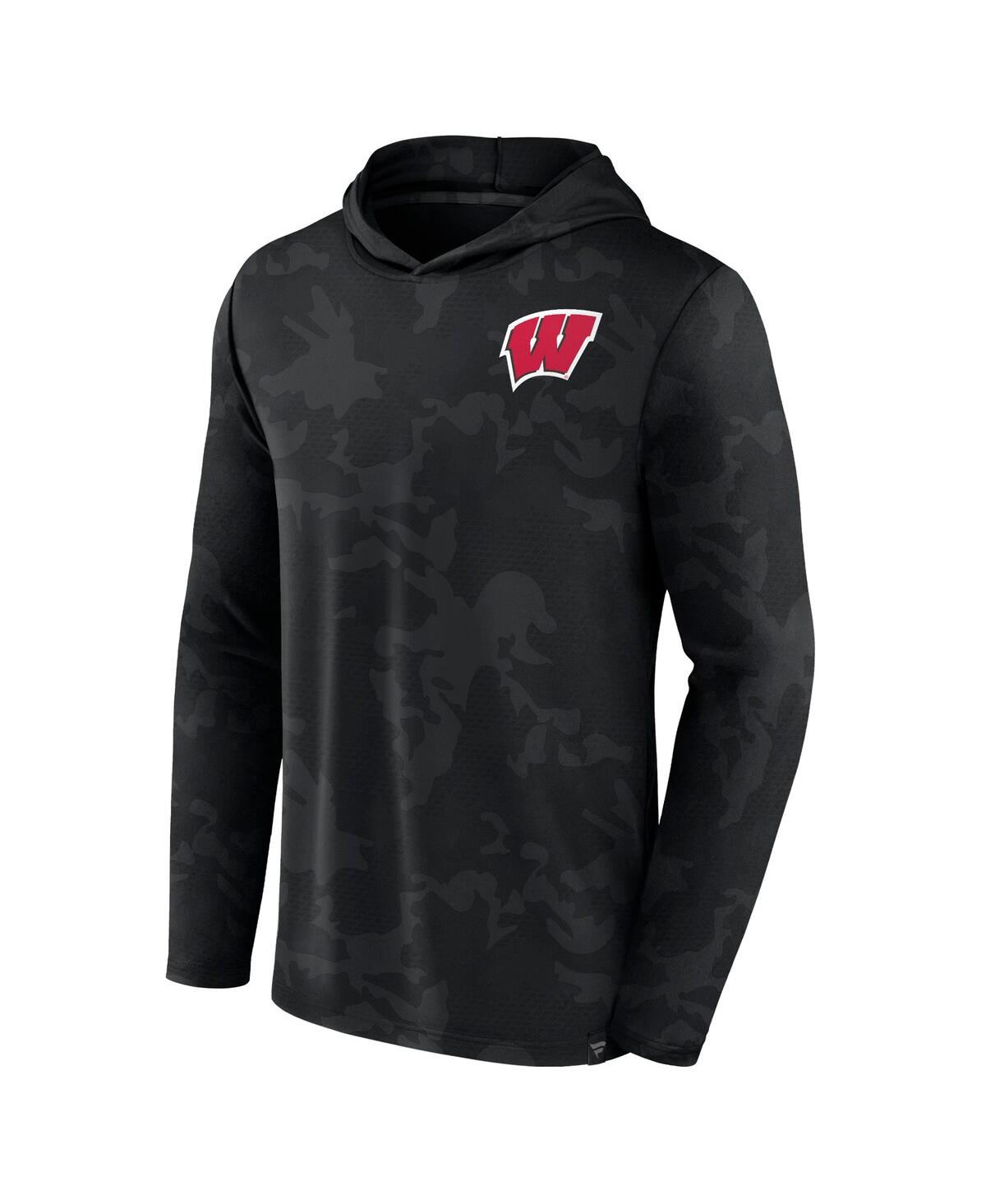 Men's FanaticsWisconsin Badgers Camo Hoodie Long Sleeve T-shirt - Black