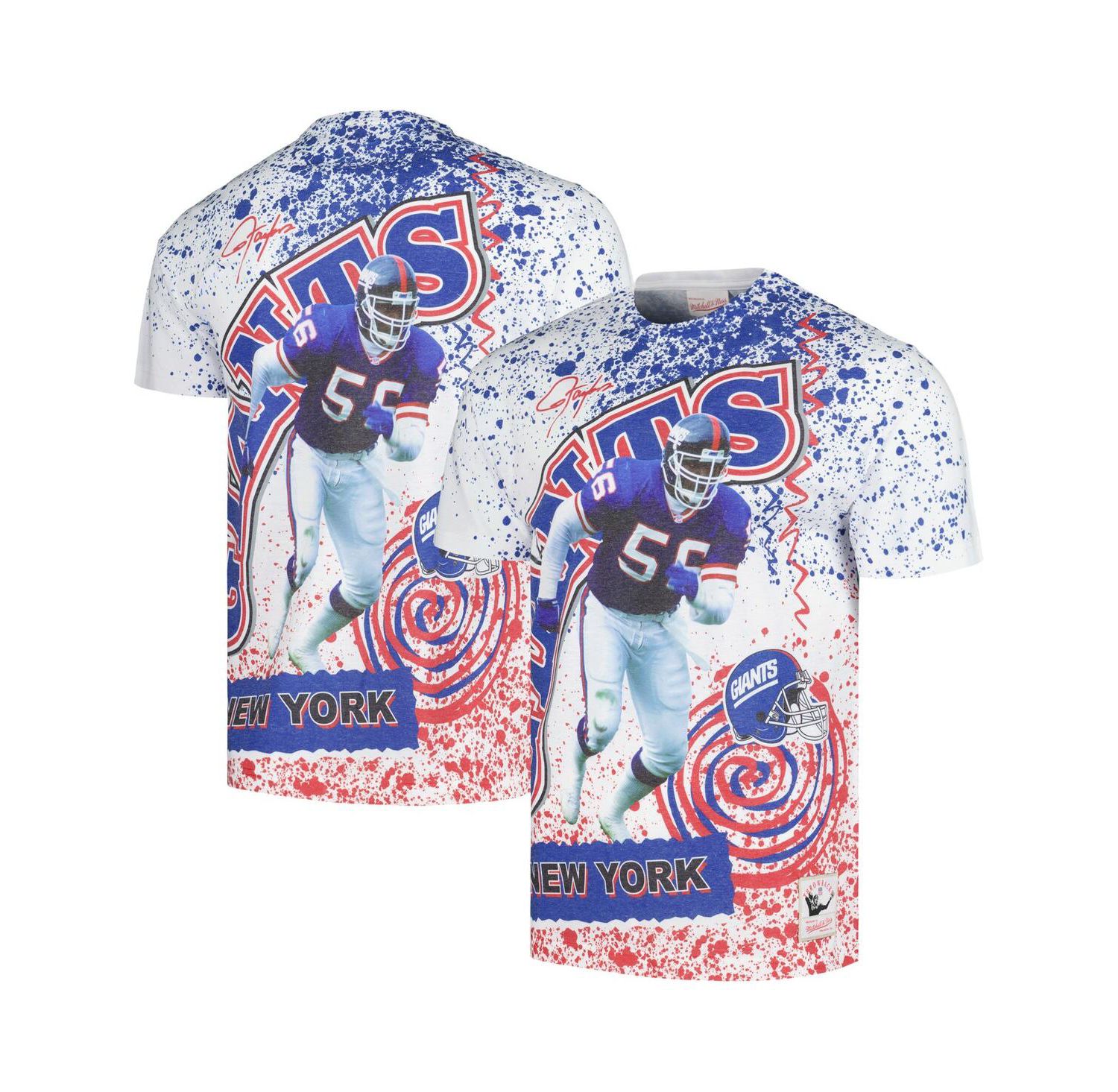 Men's White New York Giants Retired Player Name and Number Burst T-shirt