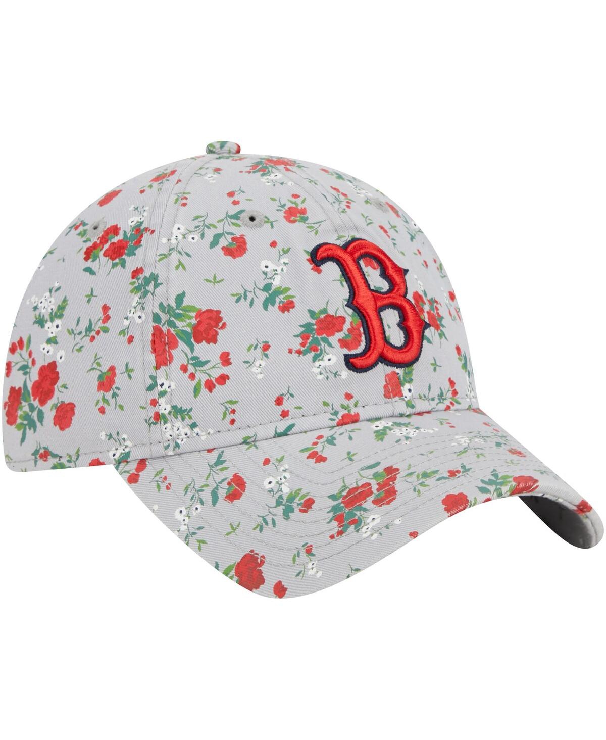 Shop New Era Women's  Gray Boston Red Sox Bouquet 9twenty Adjustable Hat