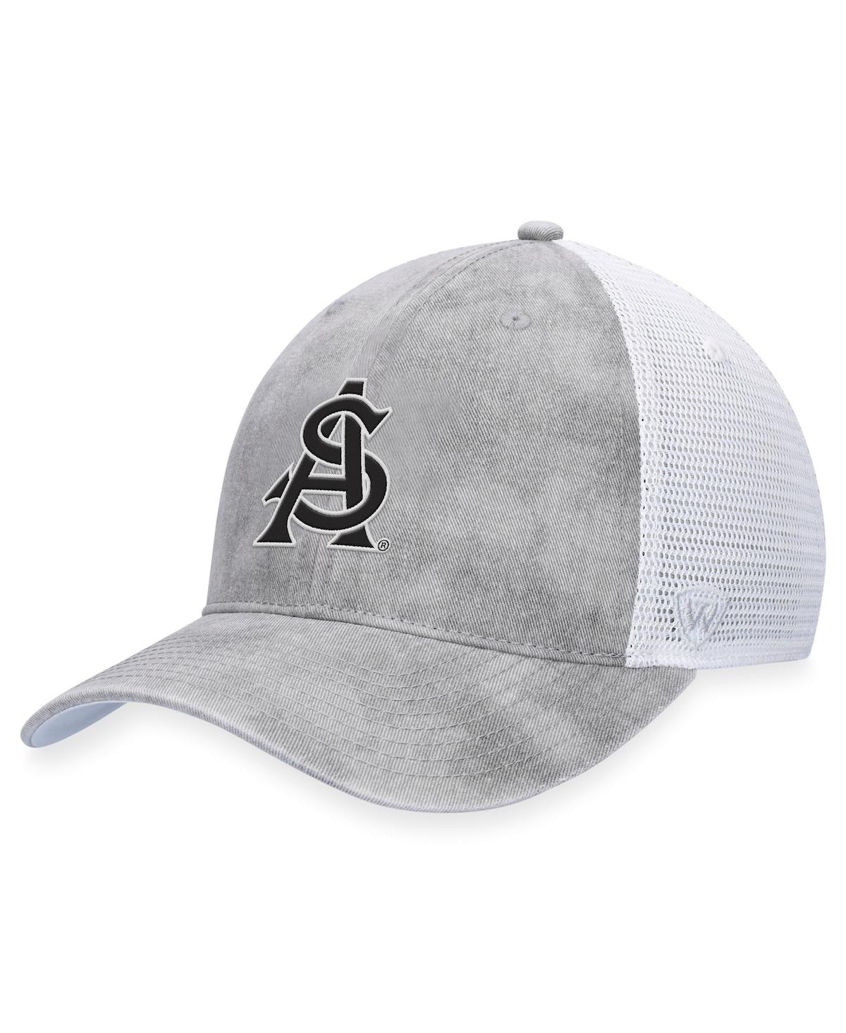 Top Of The World Men's  Gray, White Arizona State Sun Devils Slate Trucker Snapback Hat In Gray,white