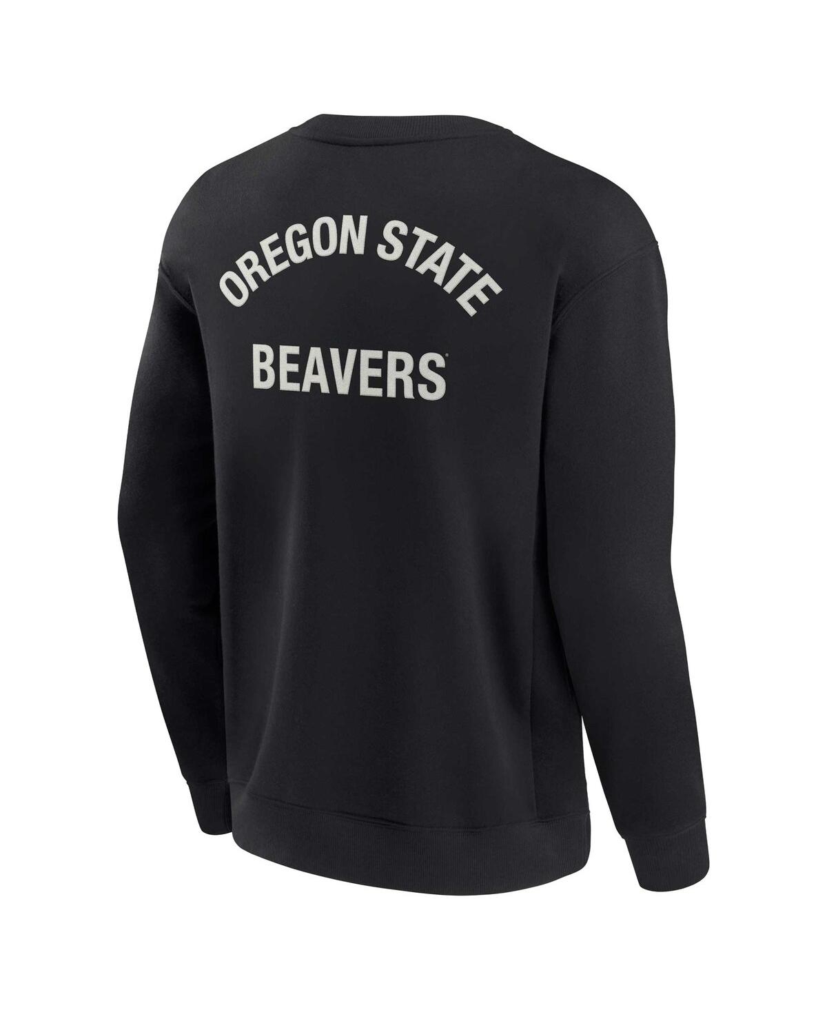 Shop Fanatics Signature Men's And Women's  Black Oregon State Beavers Super Soft Pullover Crew Sweatshirt