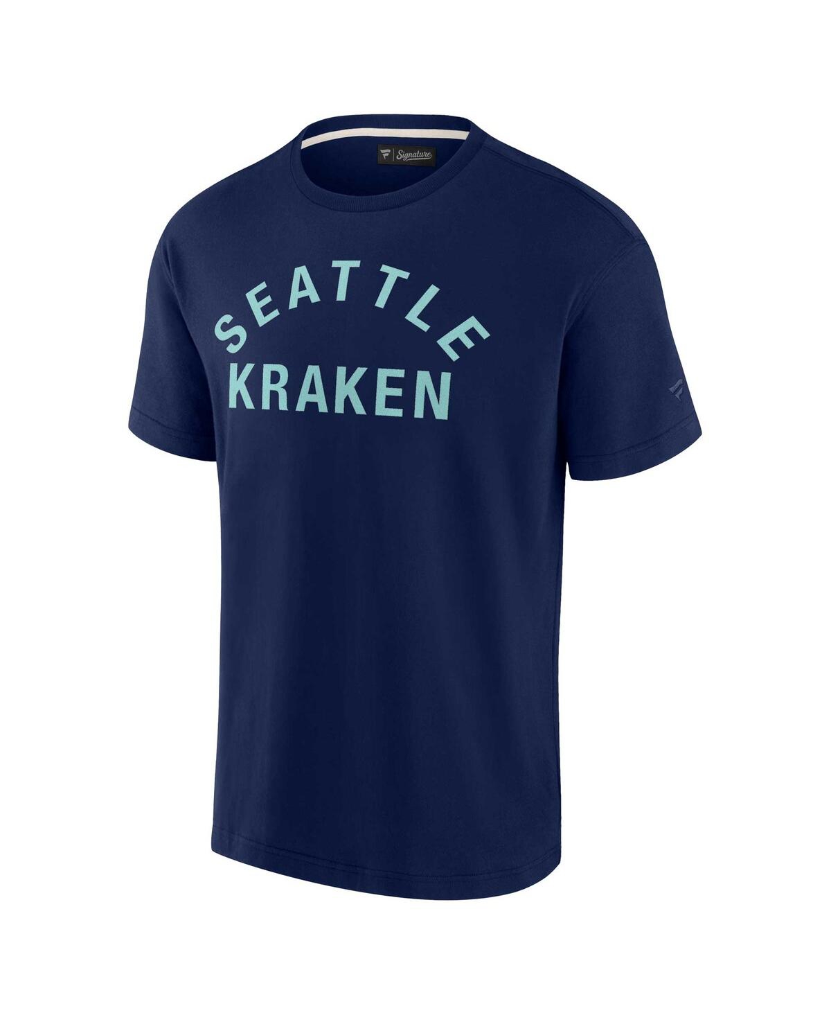 Shop Fanatics Signature Men's And Women's  Deep Sea Blue Seattle Kraken Super Soft Short Sleeve T-shirt
