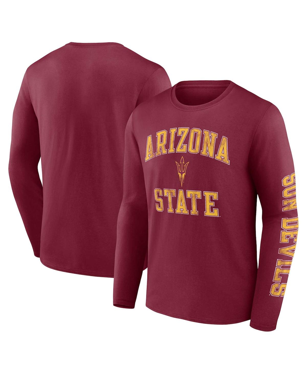 Fanatics Men's  Maroon Arizona State Sun Devils Distressed Arch Over Logo Long Sleeve T-shirt
