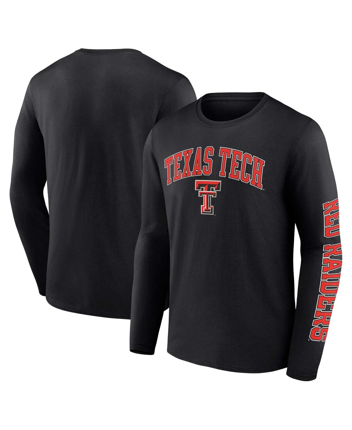 Fanatics Men's  Black Texas Tech Red Raiders Distressed Arch Over Logo Long Sleeve T-shirt