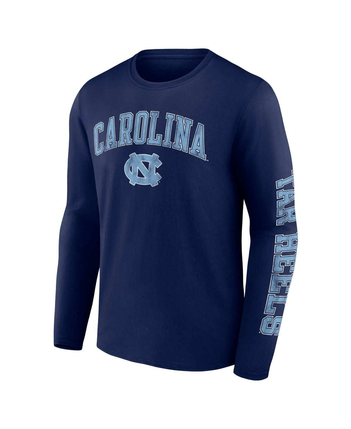 Fanatics Men's  Navy North Carolina Tar Heels Distressed Arch Over Logo Long Sleeve T-shirt In Navy