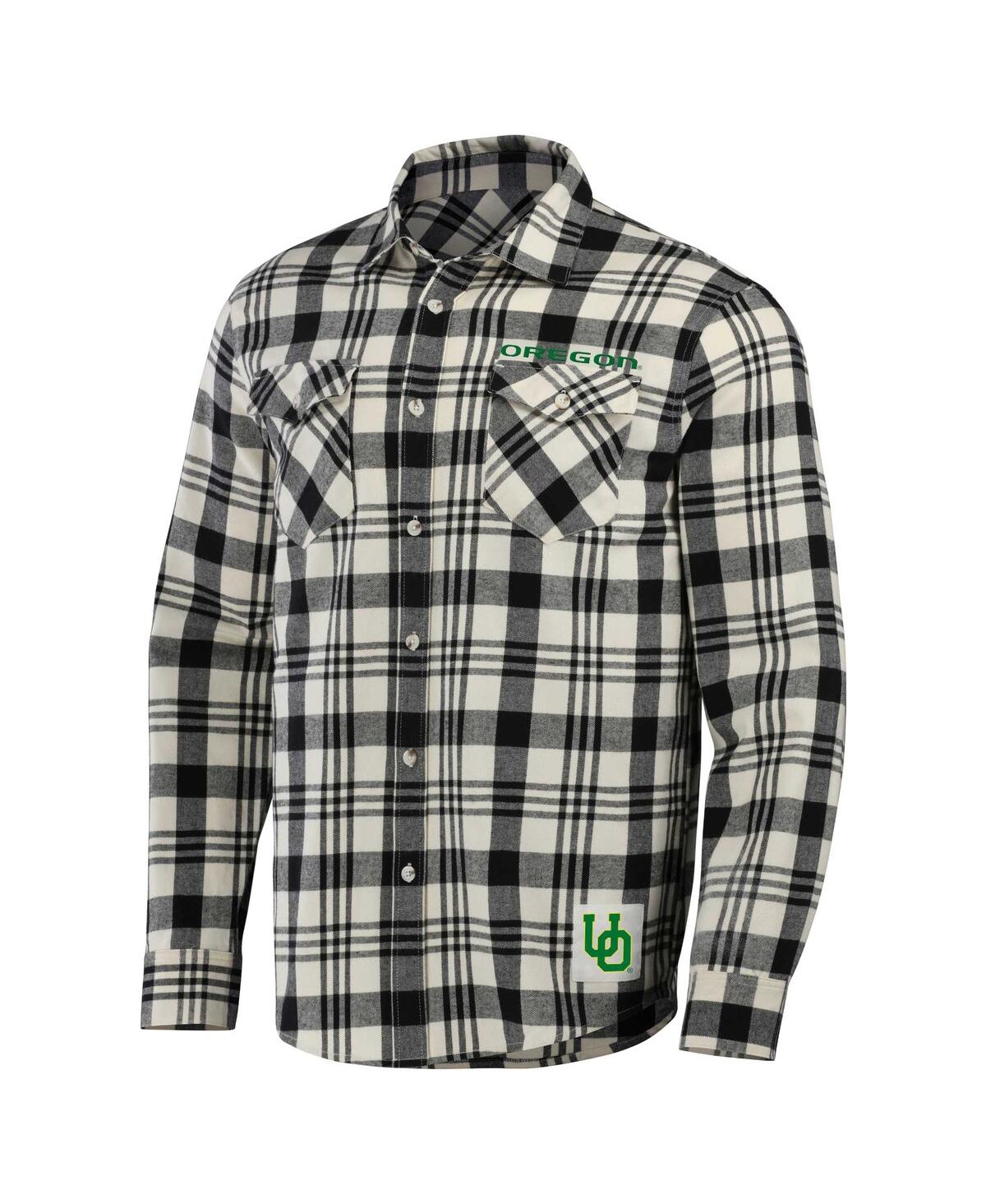 Men's Darius Rucker Collection by Fanatics Natural Oregon Ducks Plaid Flannel Long Sleeve Button-Up Shirt - Natural