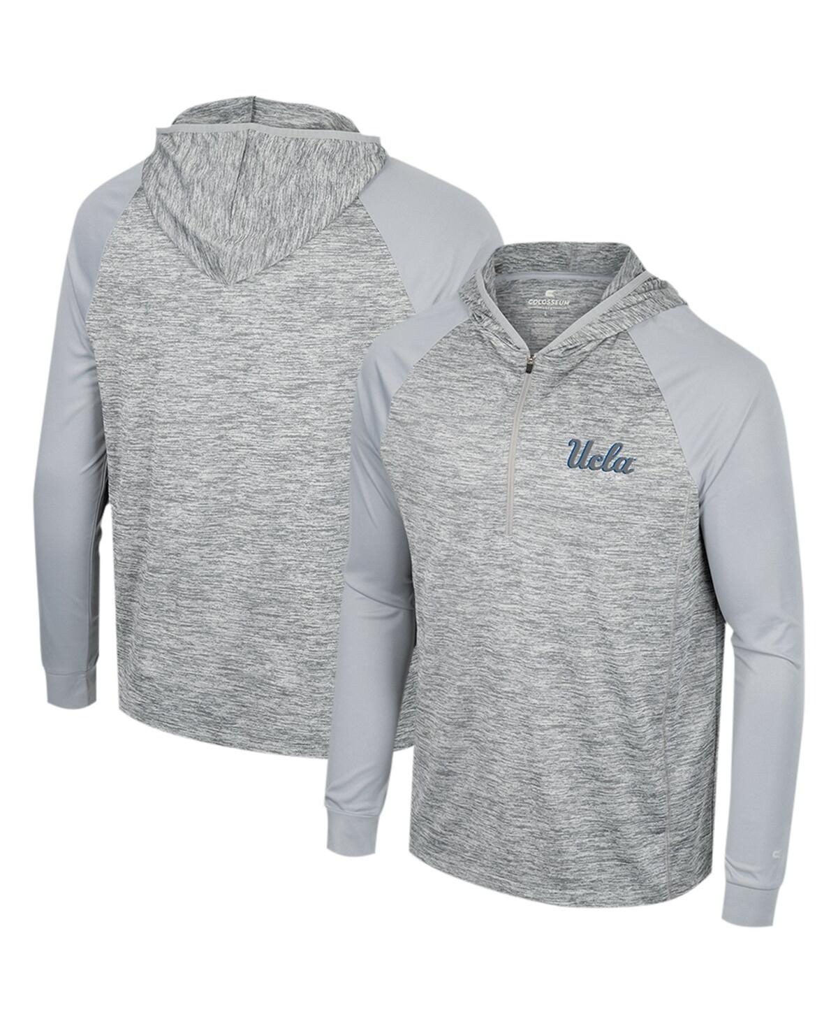 Colosseum Men's  Gray Ucla Bruins Cybernetic Raglan Quarter-zip Hooded Top In Gray