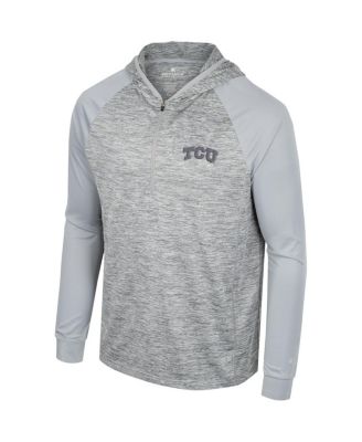 Men's Gray TCU Horned Frogs Cybernetic Raglan Quarter-Zip Hooded Top