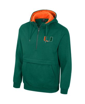Men's Green Miami Hurricanes Half-Zip Hoodie