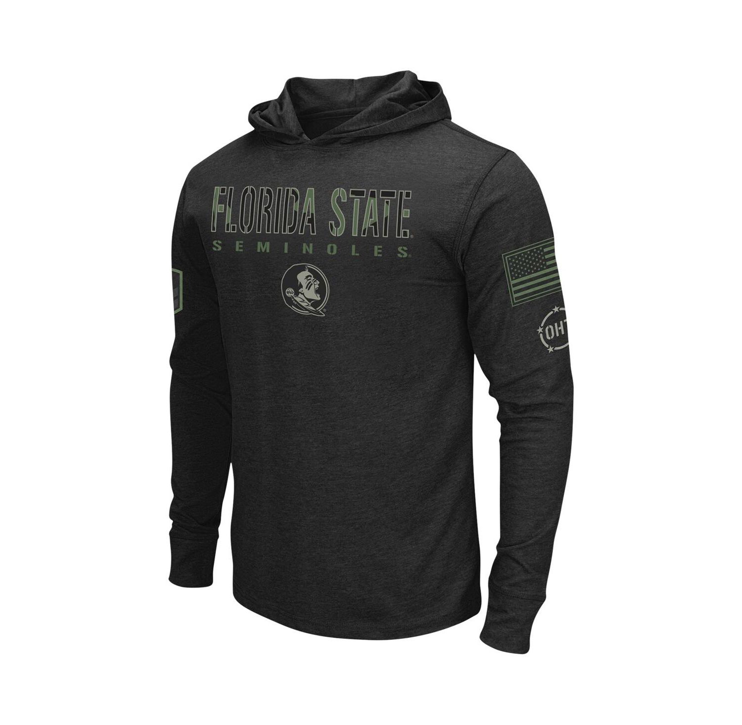 Men's Black Florida State Seminoles Big and Tall OHT Military-Inspired Appreciation Tango Long Sleeve Hoodie T-shirt