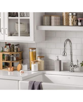 5 Pc Borosilicate Glass Canister Set with Bamboo Lids, Glass Containers