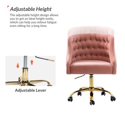   Standard   Velvet, Gold Metal   Stylish, Compact Desk Chair