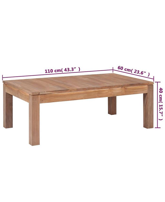 vidaXL Coffee Table Solid Teak Wood with Natural Finish 43.3"x23.6"x15