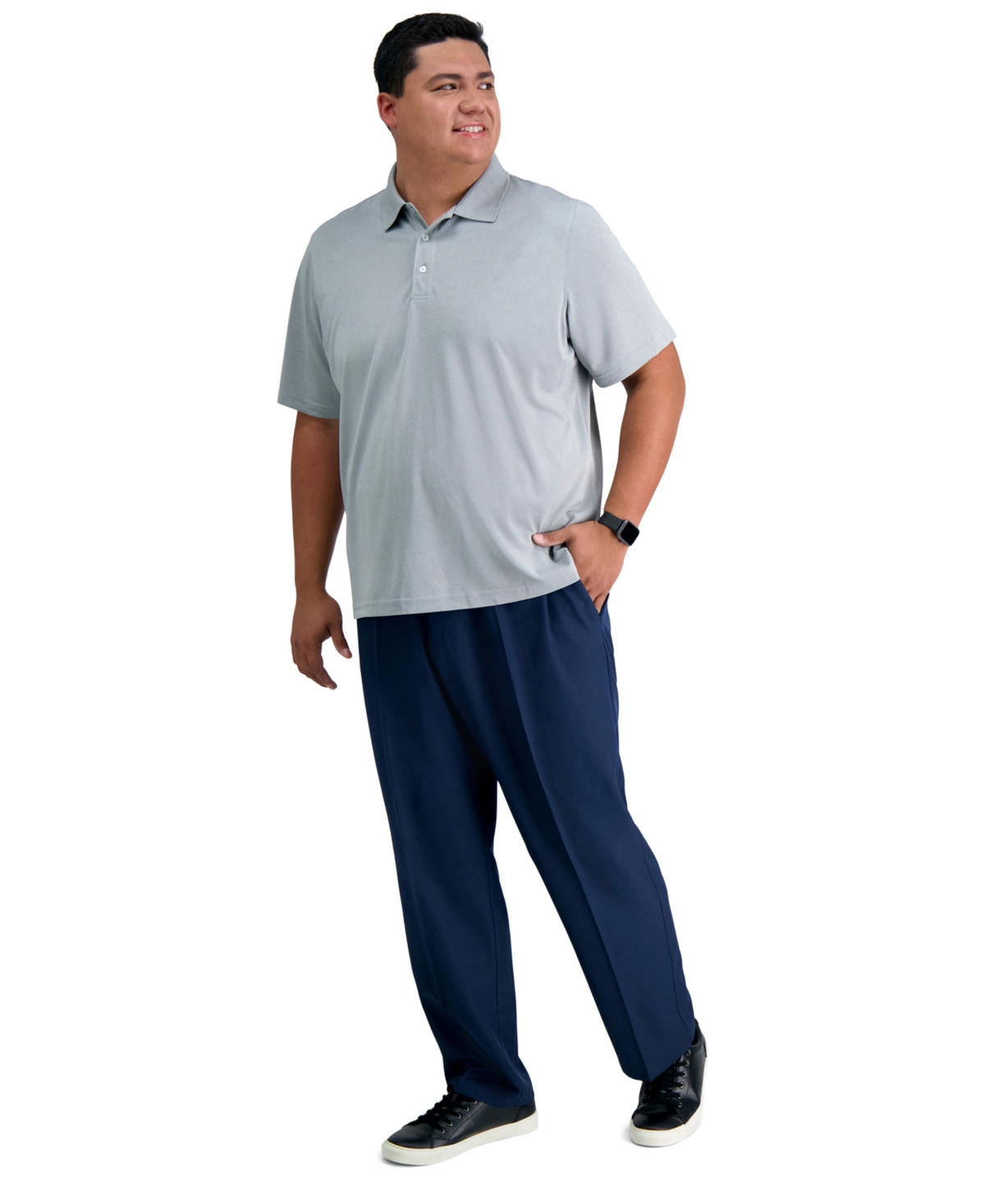 Men's Big & Tall Cool 18 Pro Classic-Fit Expandable Waist Flat Front Stretch Dress Pants - Navy