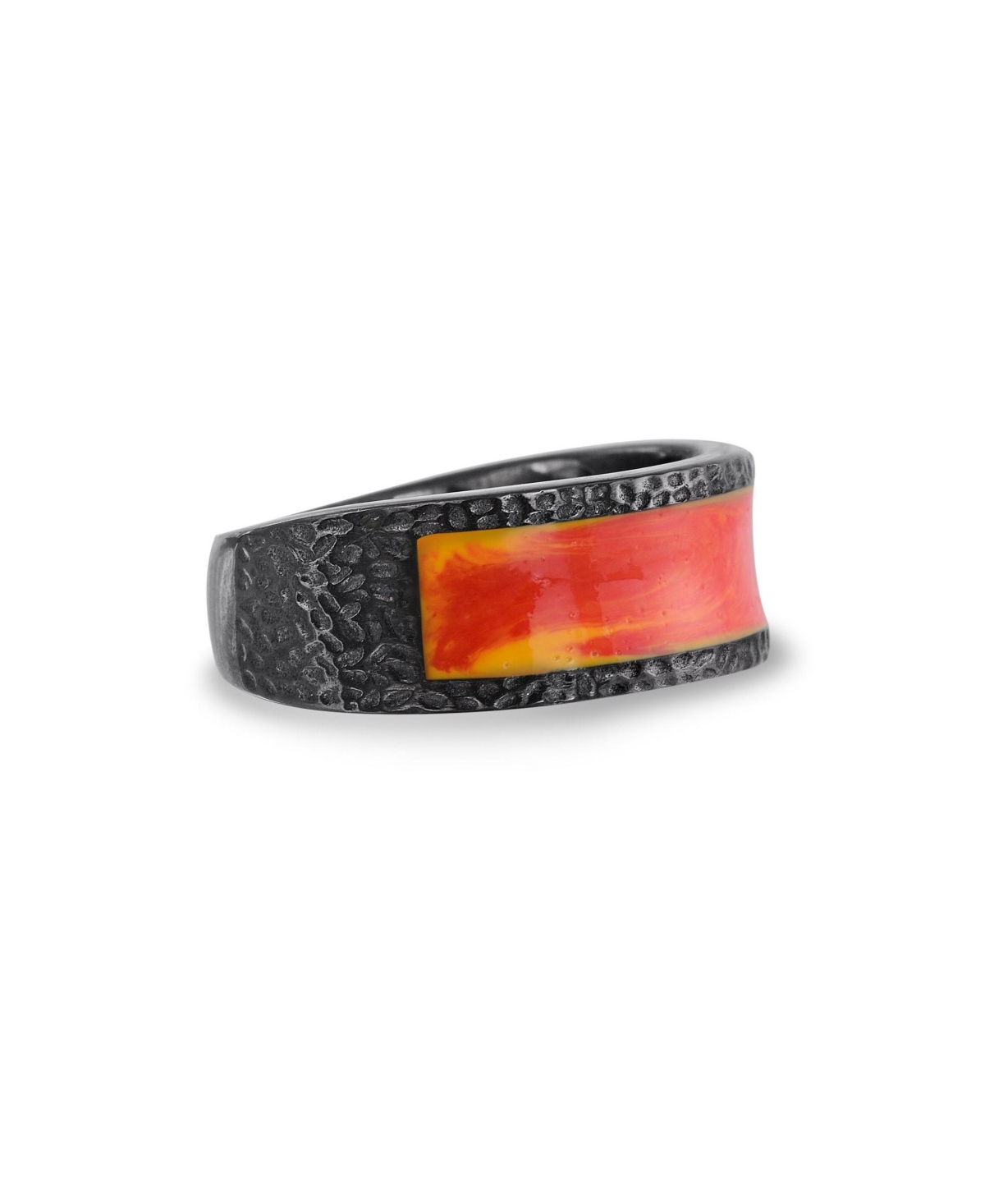 LuvMyJewelry Mista Lava Design Sterling Silver Black Rhodium Plated, Enamel Band Men Ring