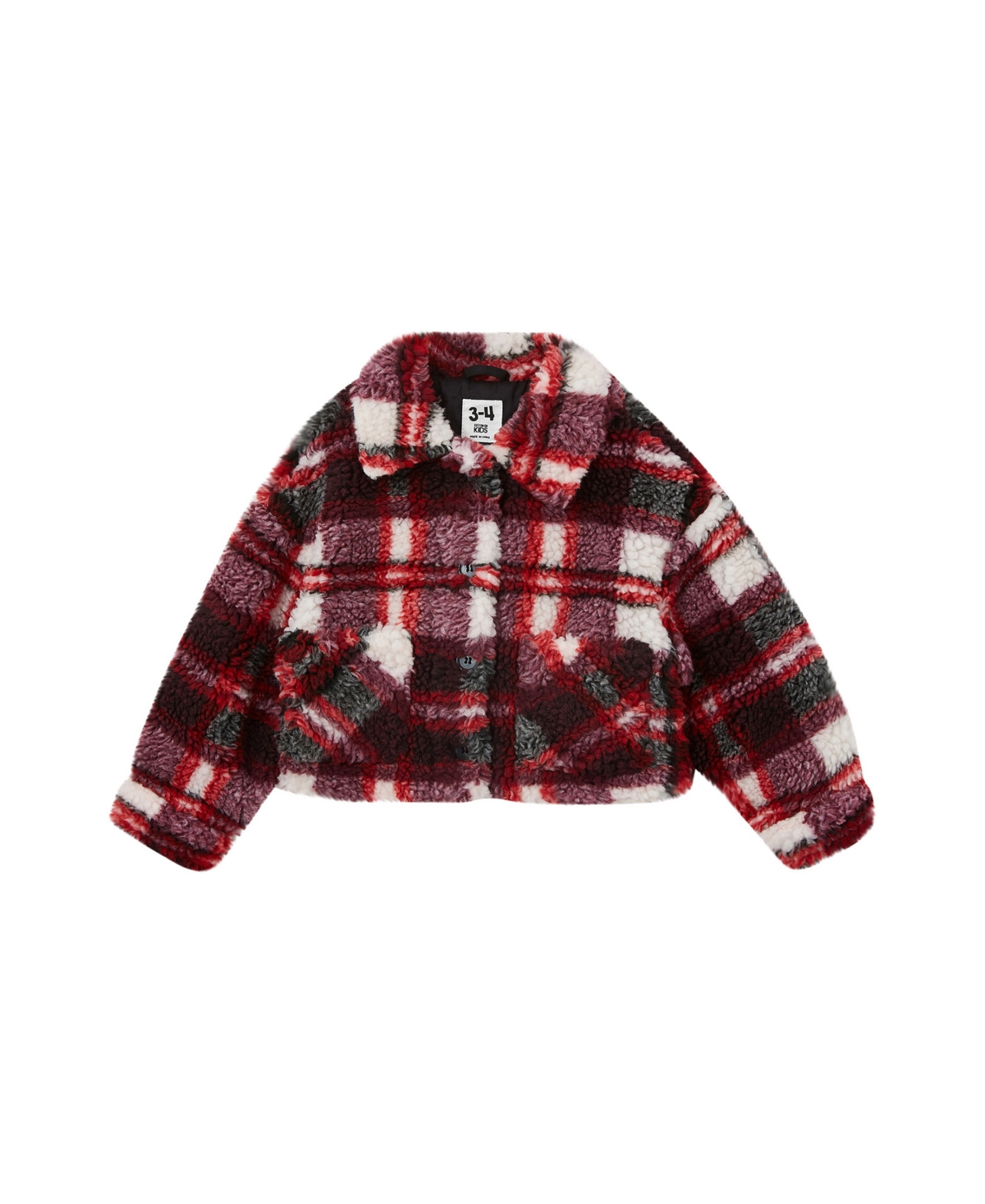 Cotton On Babies' Toddler Girls Henrietta Teddy Long Sleeve Jacket In Dark Vanilla,check