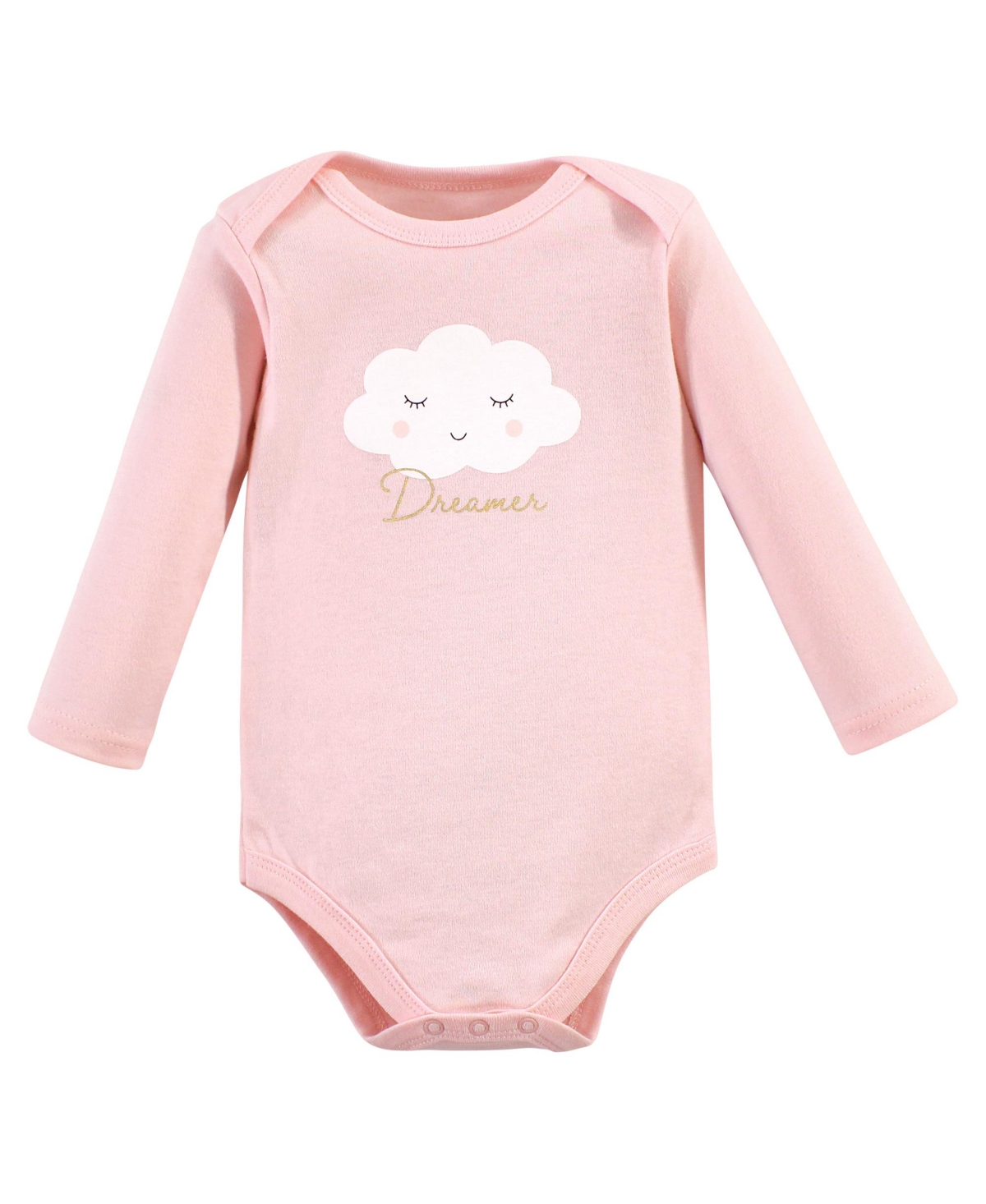 Hudson Baby Baby Girls Cotton Long-Sleeve Bodysuits, 3-Pack - Dreamer
