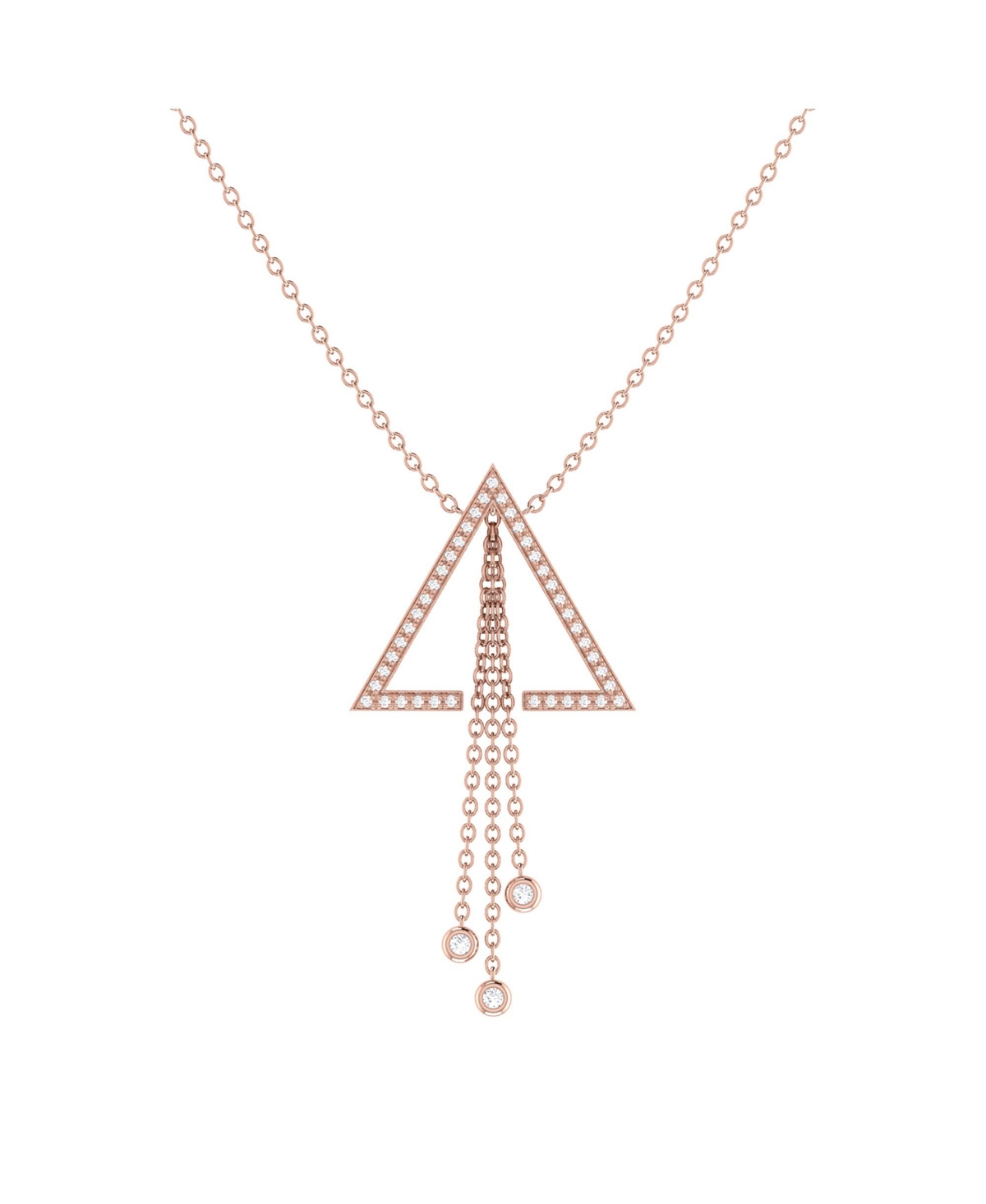 Luvmyjewelry Skyline Triangle Bolo Adjustable Diamond Lariat Necklace In 14k Rose Gold Vermeil On St In Pink