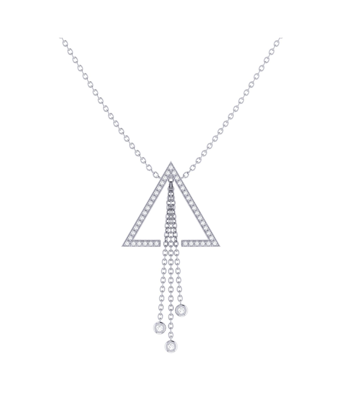 Skyline Triangle Design Adjustable Silver Diamond Lariat Necklace - Yellow