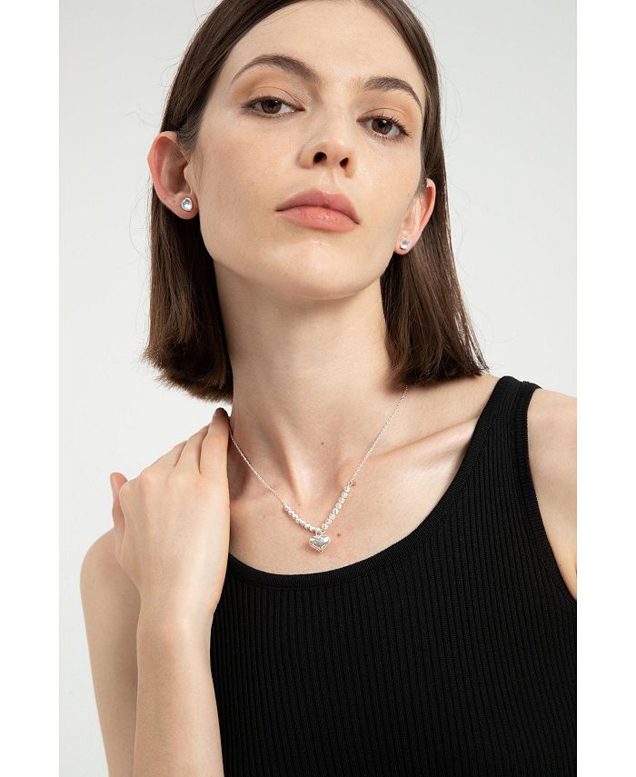 Classicharms Sterling Silver DiamondCut Ball Bead Chain and Heart