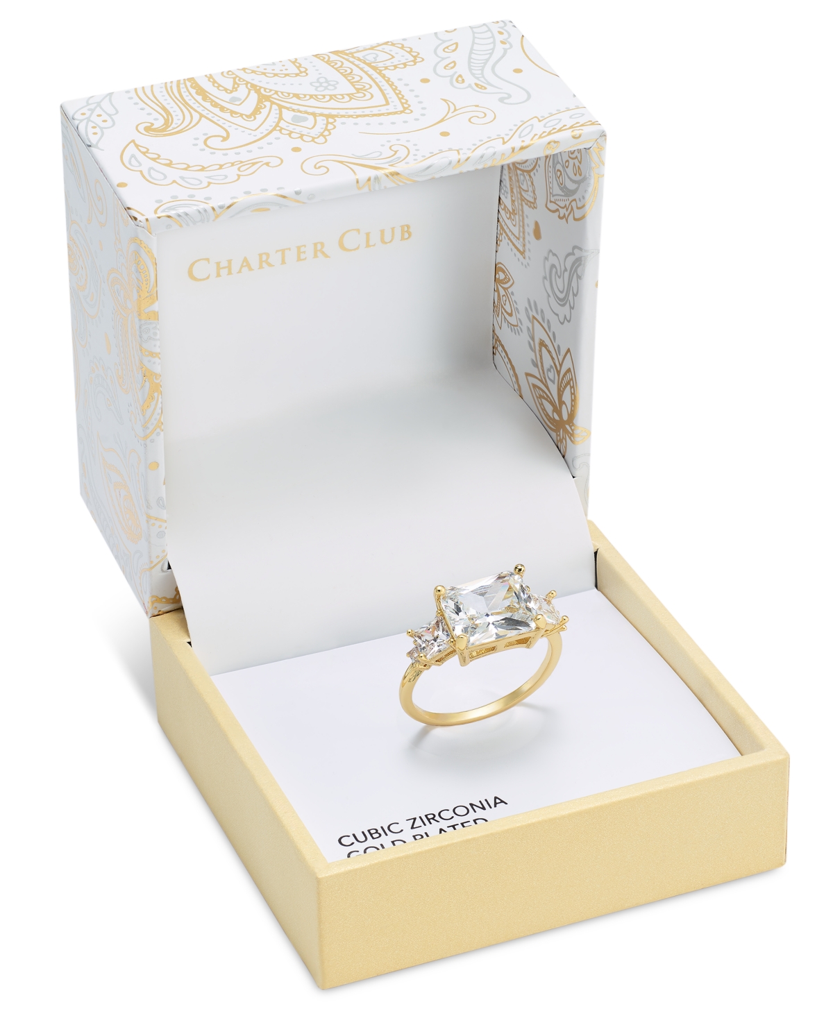 Shop Charter Club Gold-tone Rectangle Cubic Zirconia Multi-stone Ring, Created For Macy's