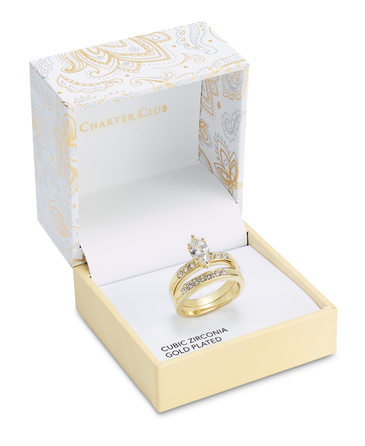Shop Charter Club Gold-tone Pave & Marquise Cubic Zirconia Double-row Ring, Created For Macy's