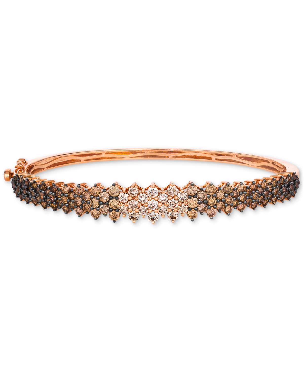 Ombre Chocolate Ombre Diamond Cluster Bangle Bracelet (3-1/2 ct. t.w.) in 14k Rose Gold (Also Available in Yellow Gold or White Gold) - White
