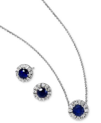 EFFY&reg; Sapphire (3/4 ct. t.w) & Diamond (1/4 ct. t.w) 18" Pendant Necklace in 14K White Gold (Also Available in Emerald and Ruby)