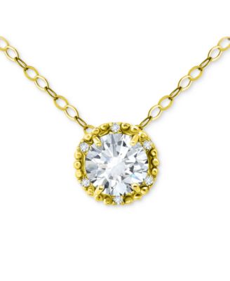 Giani Bernini - Cubic Zirconia Halo Pendant Necklace in 18k Gold-Plated Sterling Silver, 16" + 2" extender