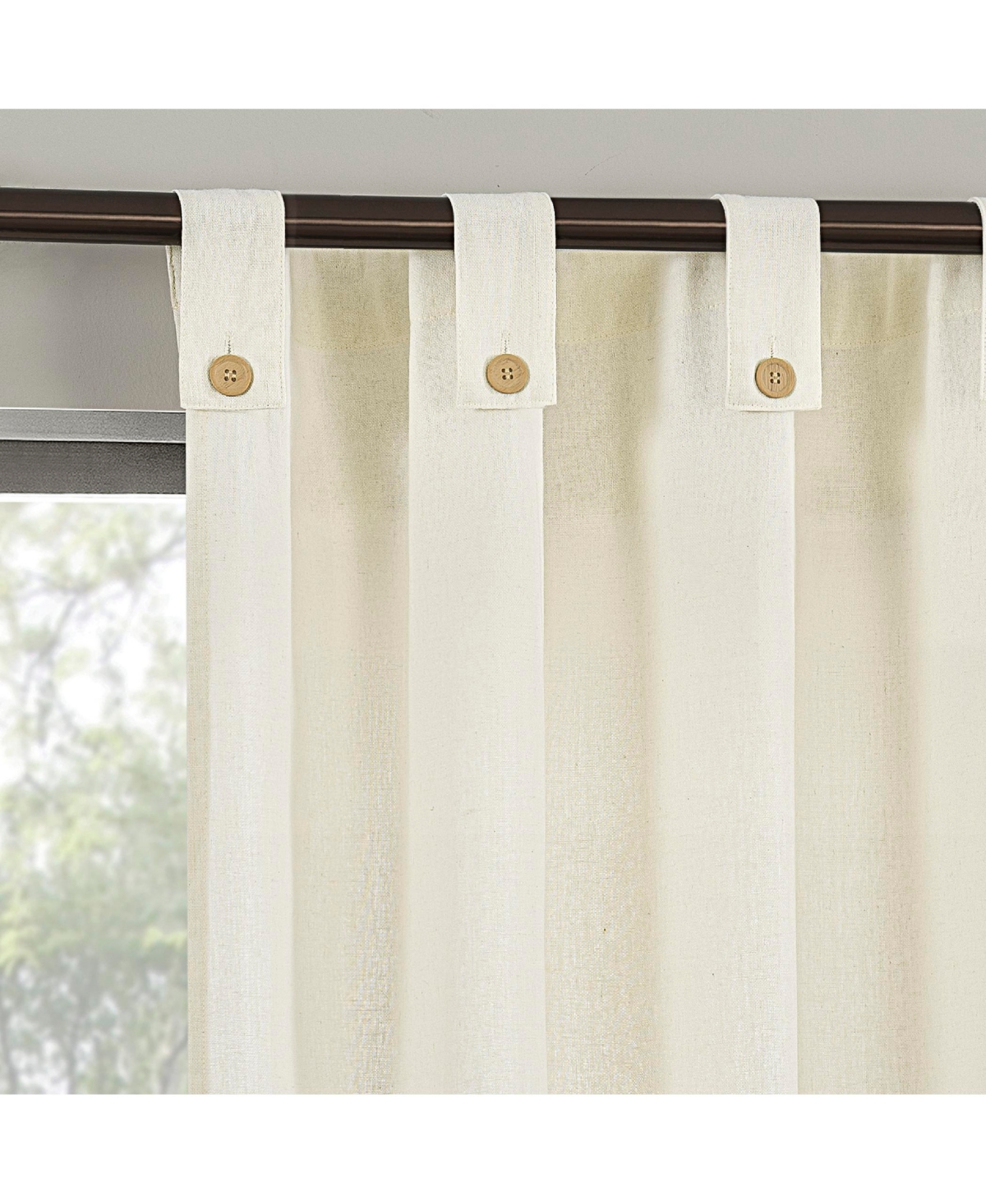 Cotton Blend Button Tab Top Curtain - Gray