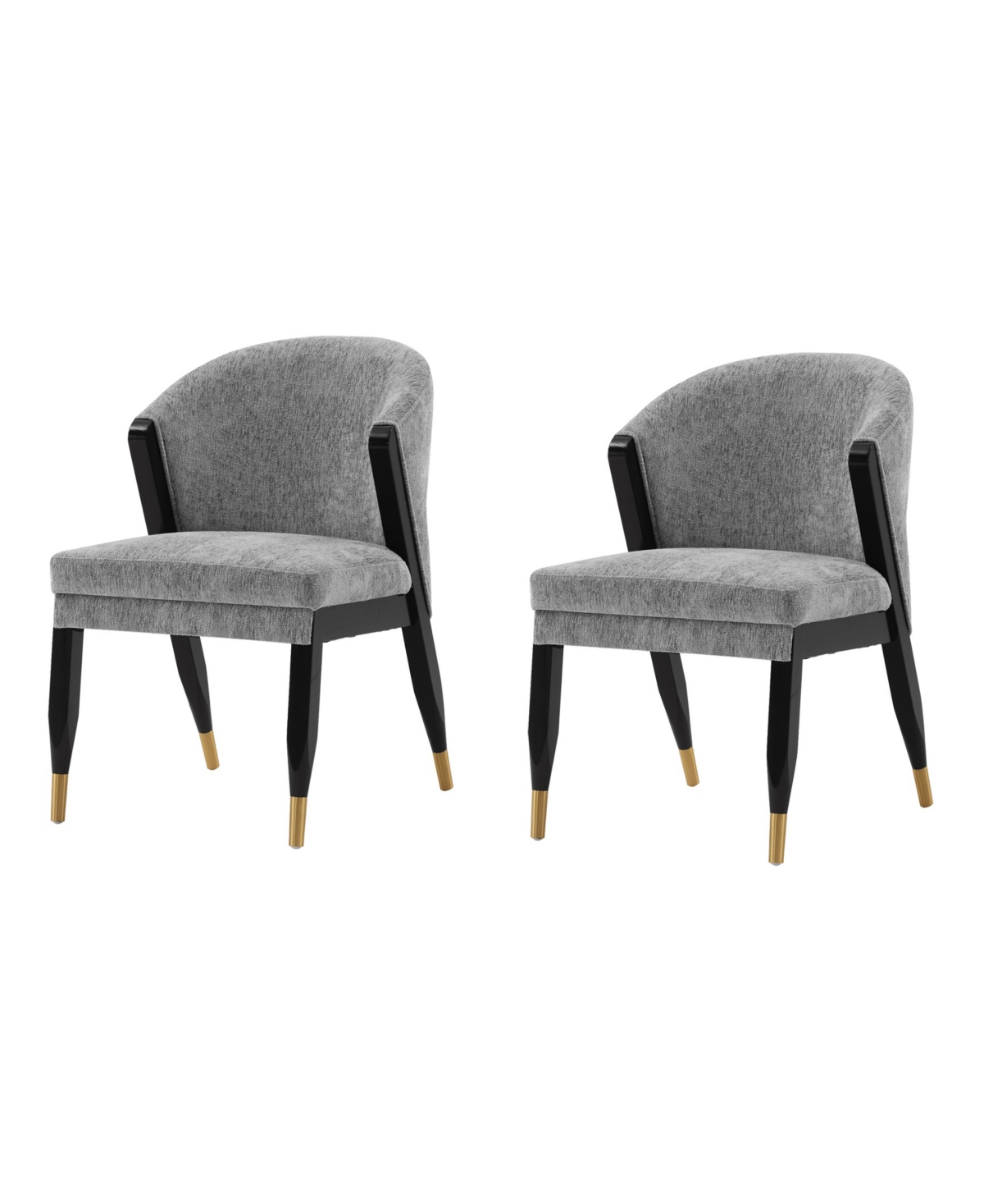 Manhattan Comfort Ola 2-piece Boucle Upholstered Dining Chair Set In Gray