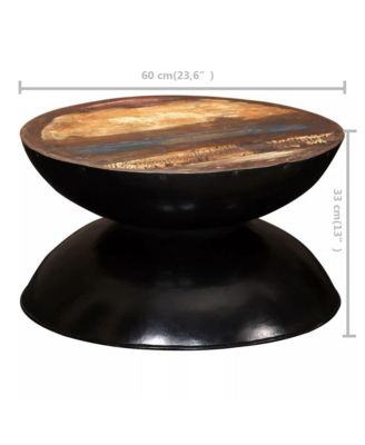 Coffee Table Solid Reclaimed Wood Black Base 23.6"x23.6"x13"