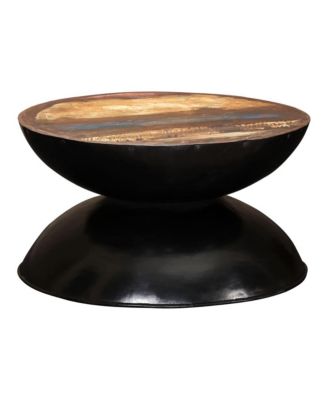 Coffee Table Solid Reclaimed Wood Black Base 23.6"x23.6"x13"