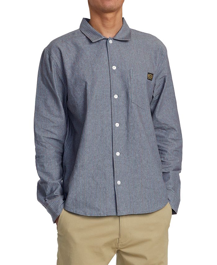 RVCA Men's Dayshift Stripe Long Sleeve Shirt - Macy's