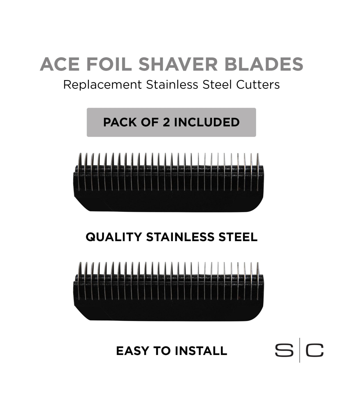 StyleCraft Professional Replacement Ace Foil Shaver Stainless Steel Cutter Blades Compatible with StyleCraft Ace Men's Shaver Set, 2 Piece