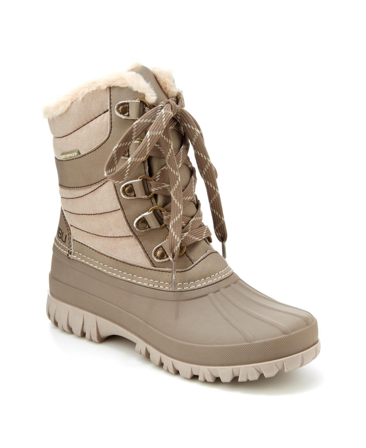 Jbu Women's Casey Water Resistance Lace Up Duck Boot In Taupe,dark Taupe